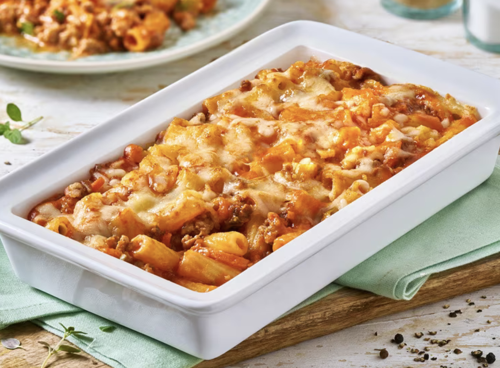 Rigatoni-Bolognese-Auflauf